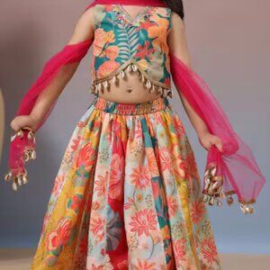 Girls Floral Layered Lehenga Set (7 YO)